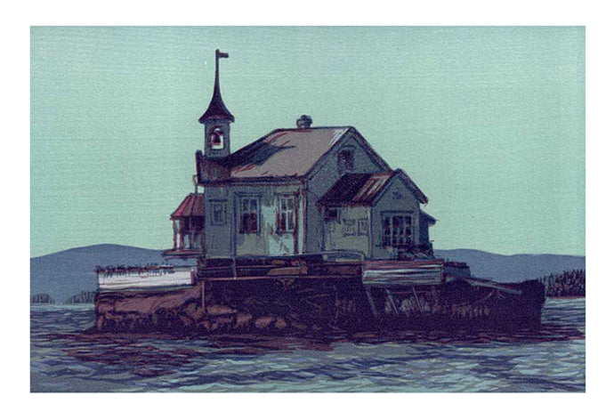 Dyna fyr er et tresnitt av Ivar Nordhagen, og er her en reproduksjon i form av gicleetrykk. Kunstkonsept.com